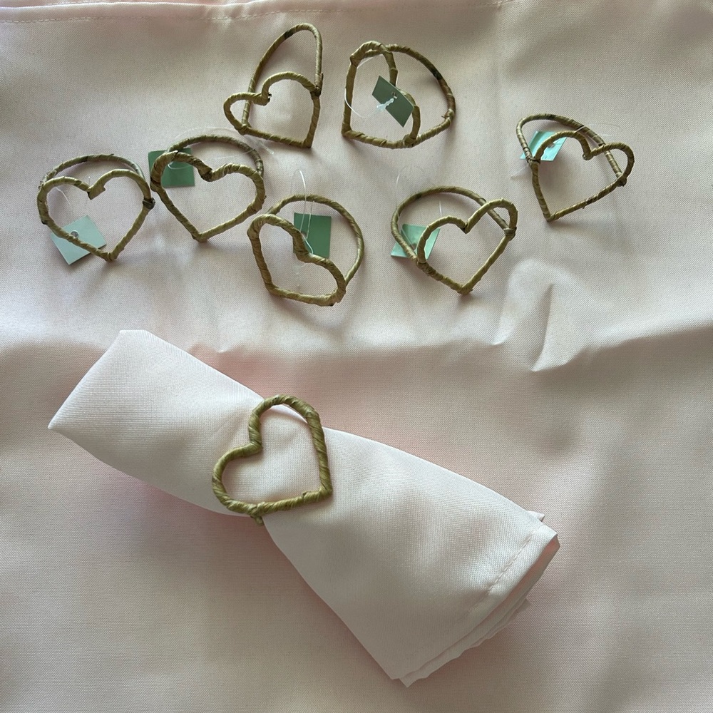 8 New 14 napkin rings holder heart boho farmhouse home decor dining rustic rose